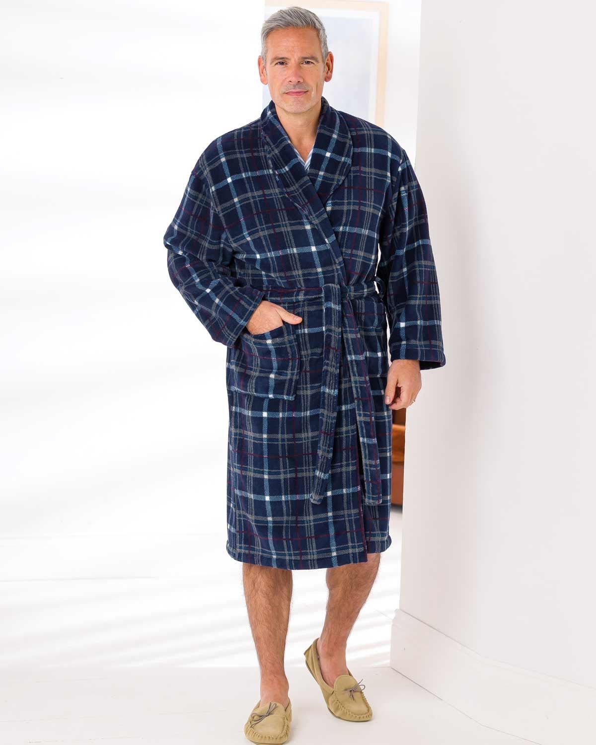 Mens long sales fleece dressing gown